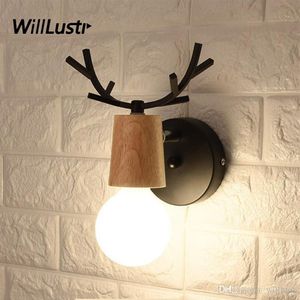 Iron Antler Mur Murce Art Déco Wood Lamp Cafe Bar Restaurant Lounge Bakery Cuisine Lobby Asle Deer Head Creative Light281i