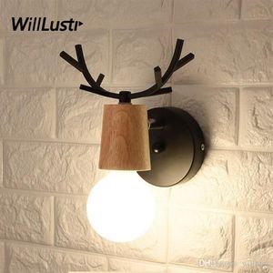 Moderne Iron Antler Wall SCONCE ART Deco Wood Lamp Cafe Bar Restaurant Lounge Bakery Kitchen Lobby Aisle Deer Head Creative Light242G