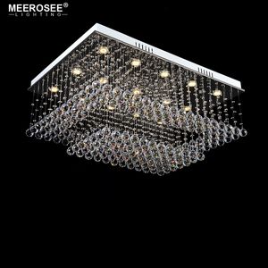 Moderne K9 Lustre En Cristal Clair Luminaire Pluie Goutte Rectangle Plafonnier Lustre de cristal pour ménage Hôtel Éclairage Intérieur