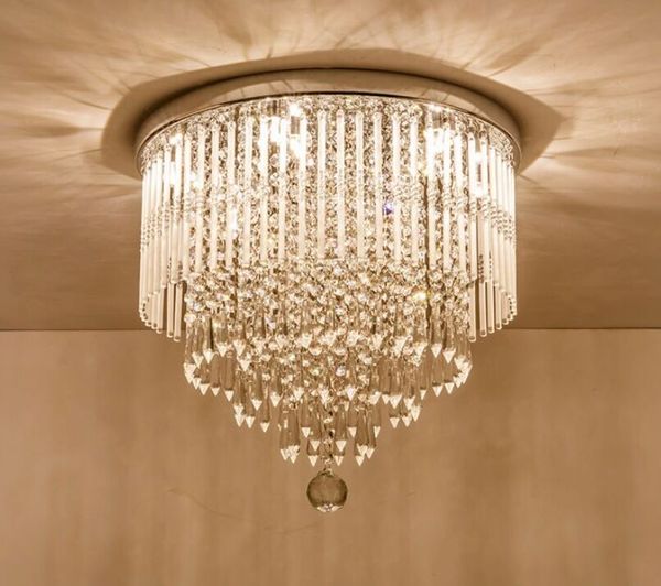 Lámpara de araña de cristal K9 moderna, iluminación empotrada, lámpara de techo LED, lámpara colgante para comedor, baño, dormitorio, sala de estar