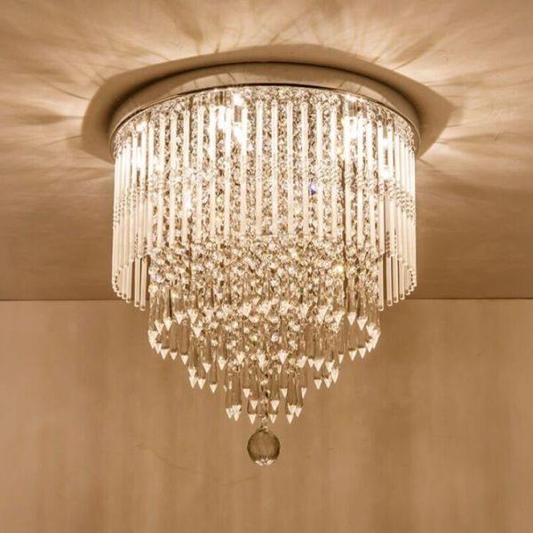 Éclairage de lustre en cristal k9 moderne Mount de plafond LED Plafon du plafond lampe pour la salle de bain salle de bain Livingro276y, chambre à manger.