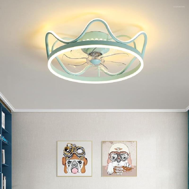 Modern Kids Bedroom Decor Led Ceiling Fan Light Lamp Dining Room Fans With Lights Remote Control Lamps For Living