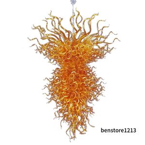 Moderne lampen oranje kleur hanger verlichtingen handgeblazen glazen kroonluchter led verlichtingsarmaturen grote borosilicaat murano stijl glas kroonluchter lr086