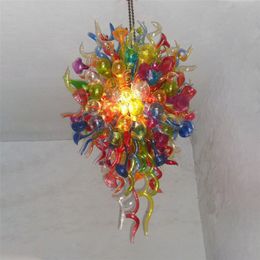 Lámparas modernas Lámparas de araña Luces colgantes LED Multicolor 100% Vidrio soplado a mano Diseño único Lámpara de araña de 60 cm de ancho y 120 cm de alto para la decoración de la sala de estar del hogar