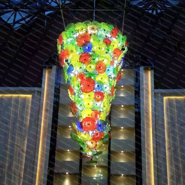 Lámparas modernas Lámparas grandes de 72 pulgadas Flor de largo colgante LED LED FUENTE FUENTE HERRA MANO VERDADERO VERDADOR COLORETE COLORE COLORETE ARCHANCE PARA LA ARCHANZA DE LA SUICION LOBBY Escalera