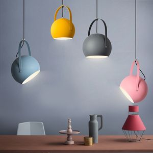 Lampes modernes pendentif LED lumières Europe du nord coloré Restaurant suspension lampe décoration de la maison luminaires E27
