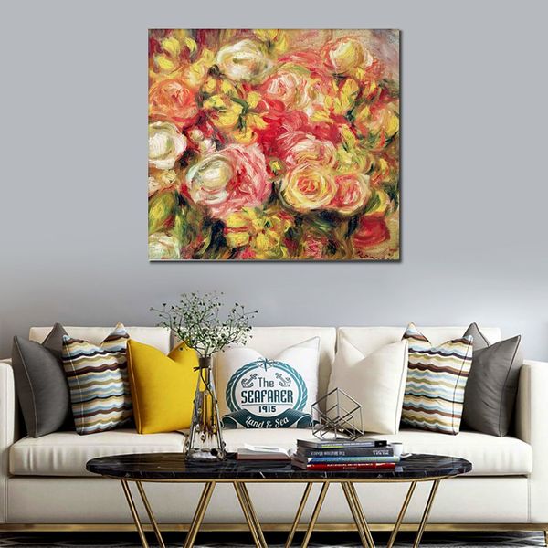 Moderne Paysage Toile Mur Art Roses Rouge par Renior Pierre Auguste Renoir Peintures À La Main De Haute Qualité