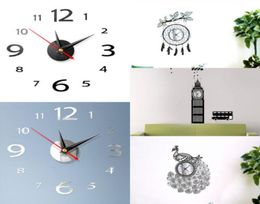 Large moderne 400 mm 3d Miroir de surface horloge murale 3D Sticker mural Home Bureau Room DIY DÉCOR MUR MUR ACCESSOIRES DE DÉCORS INDÉRIEUR2834625