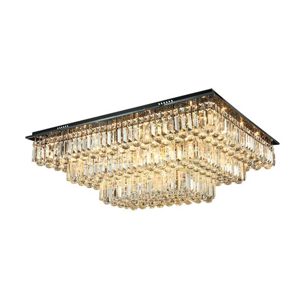 Moderne grand lustre en cristal lumière décoration de la maison salon encastré rectangle plafonnier