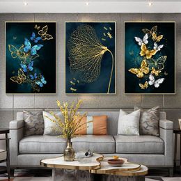 Póster moderno de mariposa abstracta de gran tamaño, pintura en lienzo, arte de pared, imágenes de animales hermosos, impresión HD para decoración para sala de estar 296Z