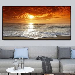 Modern groot formaat landschap poster muur canvas schilderij zonsondergang strand foto voor woonkamer slaapkamer Decoration255y