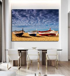 Affiche de paysage de grande taille moderne toile art de peinture de peinture de bateaux d'image de plage HD Printing pour le salon Décoration de la chambre 3393864