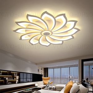 Moderne LED Acryl Bloemplafondlampen Remote Lampen Kroonluchters Dralling voor Living Dining Room