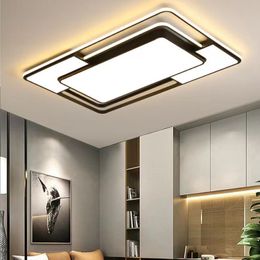 Moderne LED -plafondlamp voor woonkamer Luster Dining Slaapkamer Studie plafondlicht Noordse vierkante plafond Kroonluchter Lichtlijn