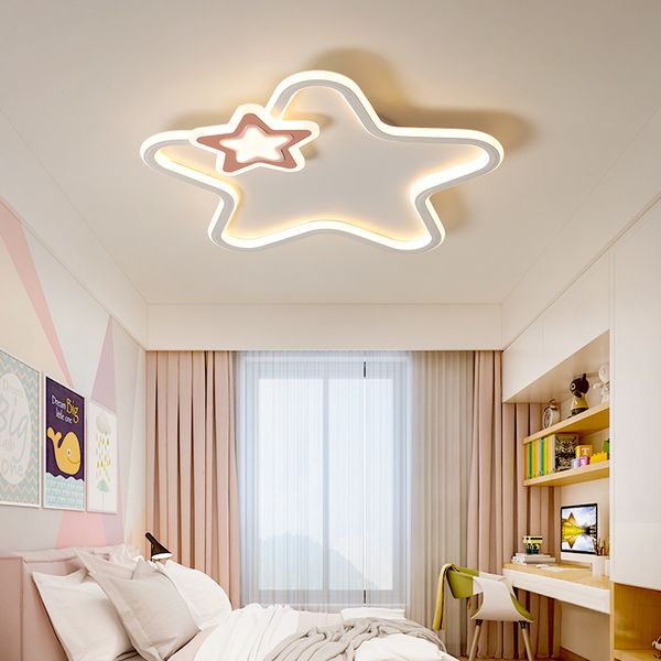 Luz de techo led moderna, luces de estrella rosa para dormitorio, niños, habitación de bebé, iluminación blanca y negra para niñas y niños, lámpara de techo para el hogar