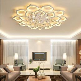 Moderne LED-plafondverlichting Armaturen voor woonkamer Wit K9 Crystal Home Slaapkamerlamp met afstandsbediening Dimbaar Plafon Lustre249s