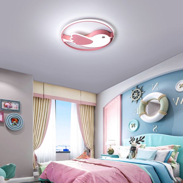 Plafond moderne à LEDs lumières pour bébé garçons filles chambre salon Luminaire plafonnier dessin animé rose bleu oiseau plafonnier