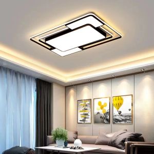 Moderne LED -plafondlichten voor woonkamer plafond kroonluchter verstelbare slaapkamer decor zwart ultradunne kamer plafond hanglamp