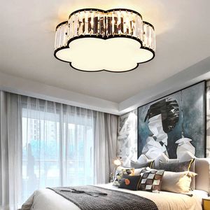 Moderne LED -plafondverlichting goud kristallen licht woonkamer decor creatieve zwarte bloemen lamp voor slaapkamer keuken eetkamer 0209
