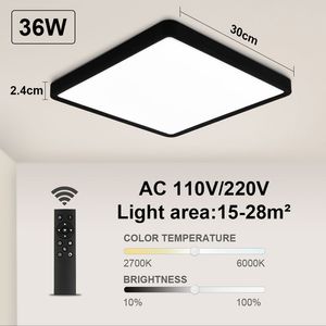 Moderne LED -plafondverlichting Lamp vierkant 2,4 cm Ultra dunne 24W 36W voor woonkamer slaapkamer keuken binnenlicht