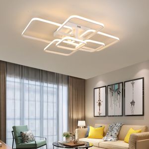 Moderne LED -plafondlampen Woonkamer LED Kroonluchter plafondlamp voor slaapkamerstudie keuken vierkant witte kroonluchters app/afstandsbediening