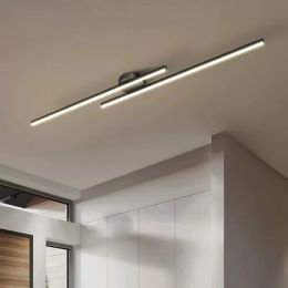 Moderne LED -plafondlampen Minimalistische lange strip Zwart Wit Deco -lampen voor Entry Slaapkamer Corridor Mantelkamer Luminairs Luster