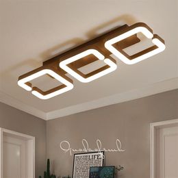 Lustre Led moderne plafonnier pour salon chambre à coucher lampara Techo luminaire AC220V couleur café fini 291C