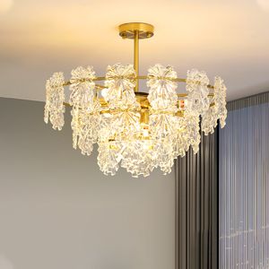 Lustre LED moderne pour Villa intérieur luxe décor lampes cuisine salle à manger salon chambre pendentif lumières doré verre cristal
