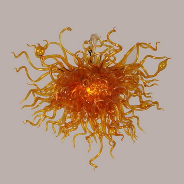 Lampe de lustre moderne à LED pour salon, salle à manger, chambre à coucher, cuisine, couleur marron, verre soufflé à la main, luminaires de décoration artistique, 24 pouces