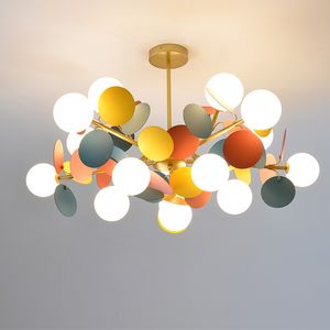 Lustre led moderne éclairage feuilles multicolores salon chambre suspension lumières salle à manger décoration de la maison suspension lampe