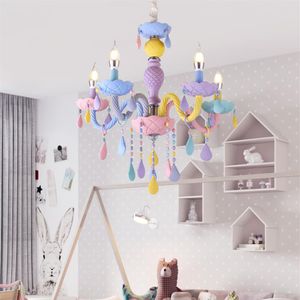 Moderne LED Kroonluchter Verlichting Kid Kamer Kleurrijke Kristallen Metalen Lichtpunt Slaapkamer Kinderen Plafondlamp Indoor Home Decoration264r