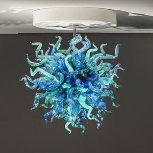 Moderne LED-kroonluchters Hotel Woonkamer Woondecoratie Handgeblazen Glas Hanglampen 24 inch Italië Gebrandschilderd glas Ronde Plafondventilator Lamp