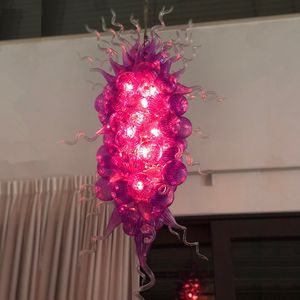 Moderne LED Kroonluchters Lamp Romantisch Roze Kleur Bruiloft Woonkamer Handgeblazen Verlichting 120 cm Lange Borocilicate Glass Art Decoration Bubble Hanglamp