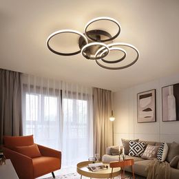 Moderne LED Circle Rings plafondlampen voor woonkamer slaapkamer Studiezaal plafondlamp wit/bruin/zwart/gouden kleur 90-260V