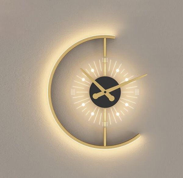 Lámparas de pared con reloj LED moderno para sala de estar, dormitorio, mesita de noche, pasillo, hotel, vestíbulo, cocina, porche, Luminaria, iluminación de decoración interior