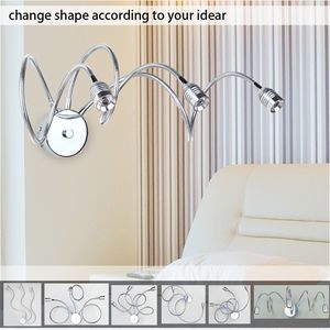 Moderne LED Couloir Mur Lumière Araignée Conception D'origine Design Transformable Chambre Lits Latéraux Applique Murale Doux Tube En Métal Salle D'étude Mur Lampes