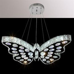 Candelabros de mariposa de cristal LED modernos, lámparas colgantes para dormitorio, vestíbulo, sala de estar, comedor, luces de techo para habitación de niños, iluminación Ho293b