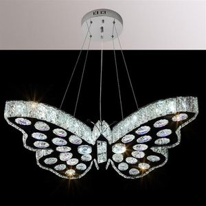 Moderne LED Cristal Papillon Lustres Chambre Pendentif Lampes Foyer Salon Salle À Manger Chambre Des Enfants Plafonniers Éclairage Ho2206