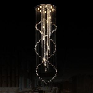 Lustre de cristal à LED moderne double spirale Superdense K9 Lustre Crystal Stair Lamp Hotel Villa Crystal Éclairage