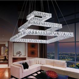 Lustre en cristal LED moderne lampe rectangle K9 cristaux suspension éclairage suspendu lumières intérieures suspension luminaire suspend251R