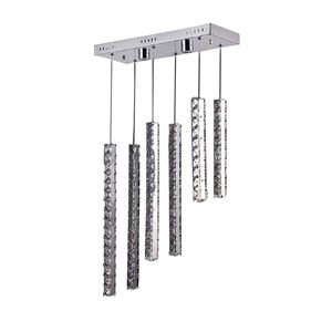 Moderne LED-kristallen kroonluchter verlichting 6 tube kristallen droplights voor woonkamer flush mount rechthoek licht armatuur