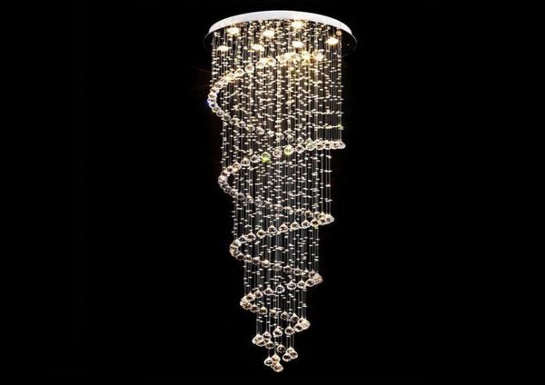 Éclairage de lustre en cristal LED moderne Spiral Pain de pluie d'escalier Crystal Lights Fixtures Déco LAMPLIGHT pour El Hall STA6148668