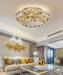 Lámpara de cristal LED moderna, lustres dorados de lujo, pantalla de cristal para sala de estar, dormitorio, lámpara de techo colgante MYY