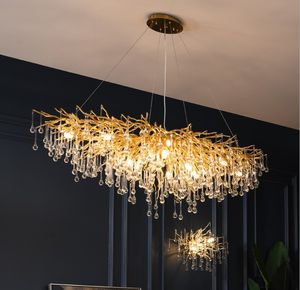 Moderne LED Crystal Kroonluchters Gouden Kroonluchter Luxe Verlichting Keuken Dineren Woonkamer Slaapkamer Opknoping Lamp Luster