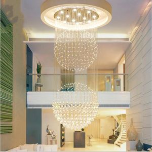 Lustres en cristal LED modernes escalier luminaires suspendus LED Lampe à suspension intérieure LED Lustre moderne Lampes suspendues à haut plafond