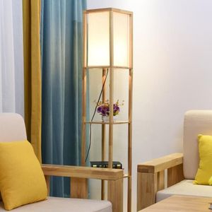 LED moderne décorative en bois lampe de plancher en bois noir blanc debout blanc avec table de rangement de table pour le salon de la maison Bedr240n