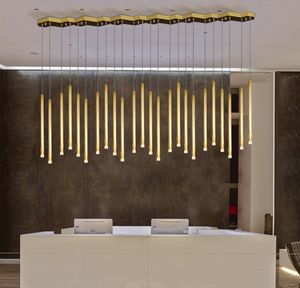 Moderne LED-eetkamer Kroonluchter Lampen Verlichting Gouden Restaurant Lange Hanglichten Office Light Fixtures Bar Lighting Study