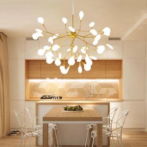 Moderna lámpara LED colgante de luciérnaga, elegante lámpara de araña de rama de árbol para cocina, sala de estar, habitación de niños, dormitorio Loft