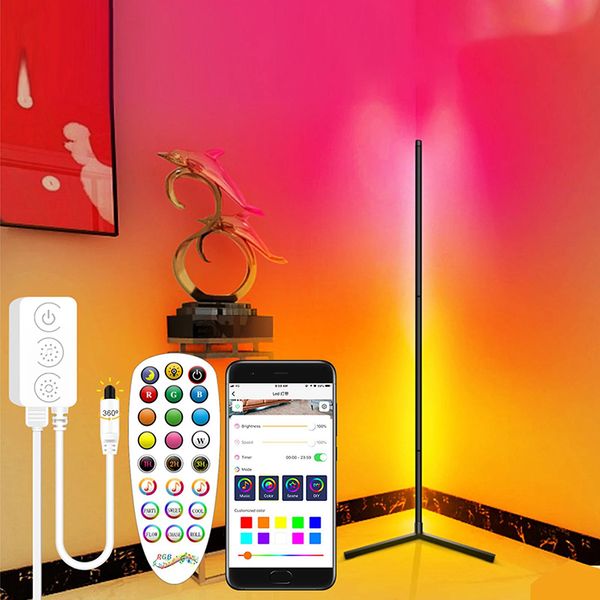 Moderne LED Lampadaire RVB App Contrôle Coin Lumière Coloré Chambre Salle À Manger Atmosphère Éclairage Club Maison Intérieur Décor Debout Lampes