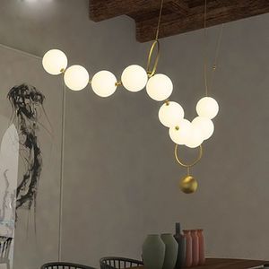 Abat-jour en verre à LED moderne pendentif lumière Design nordique salle à manger luminaires de cuisine collier Style lampes suspendues